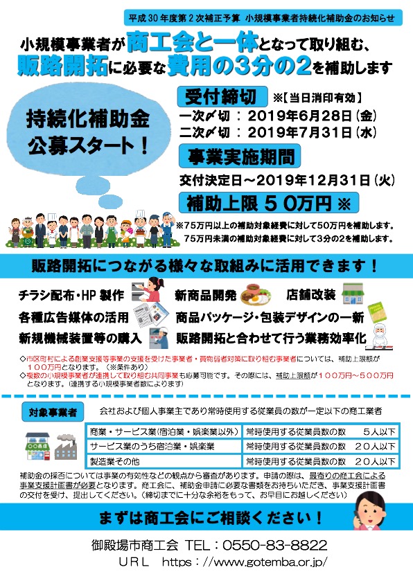 2019.6月末と7月末締切販路開拓支援のための補助金公募案内!(終了)